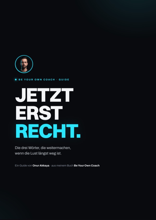 Cover des Guides: Jetzt erst recht. Die drei Wörter, die weitermachen, wenn die Lust längst weg ist.